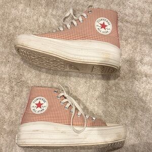 Converse High-Tops in Red and White Checkered